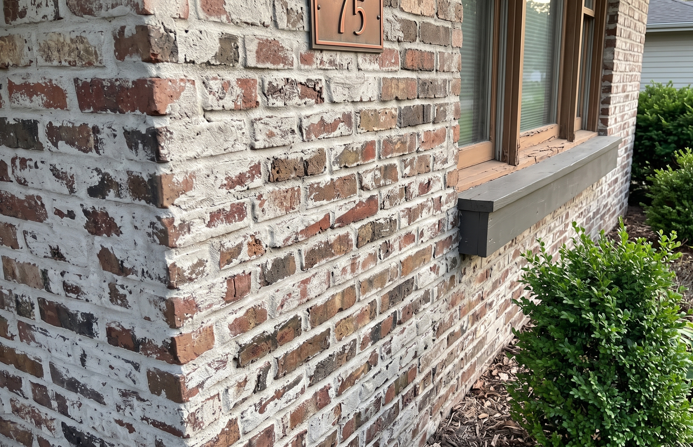 German smear brick facade corner window detail